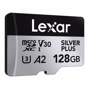 „Lexar High-Performance Silver Plus“ microSDXC atminties kortelė, 128 GB + adapteris