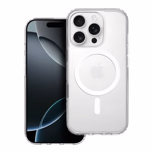 Clear Elite Mag Cover antigiltonis, suderinamas su kameros valdymo mygtuku ir Magnetiniu IPHONE 16 PRO skaidrus