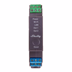 Shelly Pro 2 DIN bėgio 2 kanalų relė, WiFi/LAN