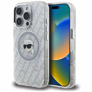 Karl Lagerfeld IML Karl Head Logo MagSafe dėklas iPhone 16 Pro Max - pilkas