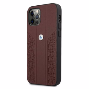 BMW Odinis išlenktas perforuotas dėklas iPhone 12 / iPhone 12 Pro - raudonas