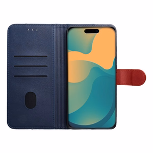 Atverčiamas dėklas Motorola G17 Split Book, tamsiai mėlynas ir raudonas