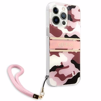 Guess GUHCP13LKCABPI iPhone 13 Pro / 13 6.1" rožinis/rožinis kietas dėklas Camo Strap Collection