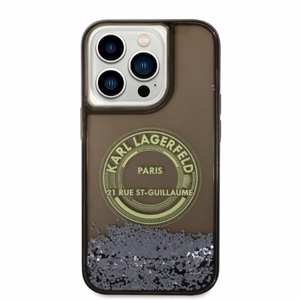 Karl Lagerfeld Skystas blizgučiai RSG dėklas telefonui iPhone 14 Pro - juodas