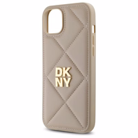 DKNY Quilted Stack Logo dėklas telefonui iPhone 15 Plus - smėlio spalvos