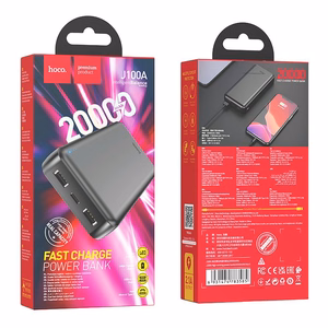 Išorinė baterija Hoco 20000 mAh 2,1A J100A juoda