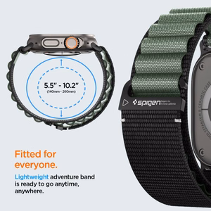 SPIGEN WBF1 dirželis APPLE WATCH 6 / 7 / 8 / 9 / 10 / SE / ULTRA 1 / 2 (44 / 45 / 46 / 49 MM) juodas/žalias