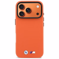 BMW dėklas for IPHONE 17 Pro suderinamas su MagSafe BMHMP17L25PFWKCKO (PU W/ Metal Logo) oranžinis