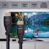 Qoltec 50353 HDMI v2.1 kabelis Itin didelės spartos 8K | 60 Hz | 26AWG | AUKSAS | 5 m