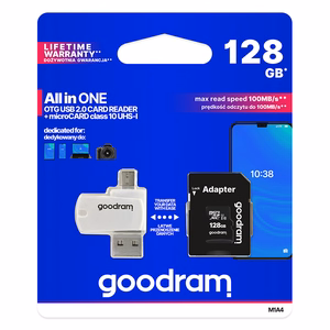 Картридер GoodRam USB A + Micro USB ALL IN ONE M1A4 + карта памяти micro SD 128GB с адаптером SD