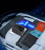 Choetech PD6028 EU / US / AUS / UK kelioninis adapteris 2x USB-C 2x USB-A 100W - juodas