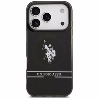 US Polo DH ir apatinės juostos logotipas Magnetinis dėklas telefonui iPhone 17 Pro - juodas