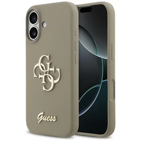 Guess Silikoninis didelis 4G užrašas dėklas iPhone 17 - rudas