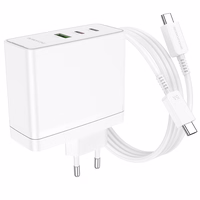 Borofone sieninis įkroviklis BN11 Imperial - USB + 2xType C - QC 3.0 PD 100W su Type C į Type C kabeliu baltas