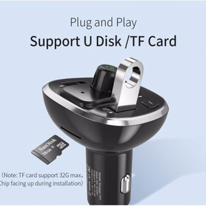 Automobilinis įkroviklis Essager "Dynamic" pilkas 3.4A (2xUSB / FM moduliatorius / USB laikmena)