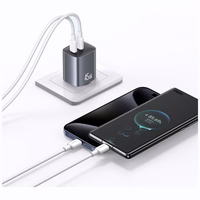 Tinklo įkroviklis USAMS CC305 T66 45W GaN 2xUSB-C tamsus