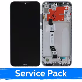 Ekranas skirtas Xiaomi Redmi Note 8T su rėmeliu / Moonlight White / (Service Pack)