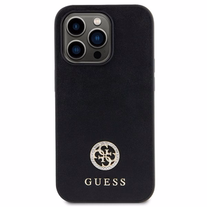 Guess GUHCP15LPS4DGPK iPhone 15 Pro 6.1" juodas kietasis dėklas Crossbody 4G strass logotipu