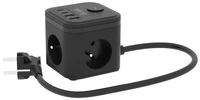 KERG 3-socket power cube + fast charger USB-A+USB-C 1.5m 3×1.5mm2 H05VV-F 16A/250V~ Smart black