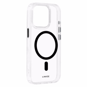 Liavec Blizgus Magnetinis Skaidrus dėklas telefonui Iphone 15 Pro juoda