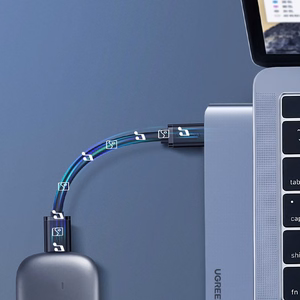 Ugreen HUB 60559 2x USB-C / USB-C PD (Thunderbolt 3, 100W, 4K 60 Hz, 10 Gbps) / HDMI 4K 30 Hz / 3x USB 3.0 MacBook Pro / Air - pilkas