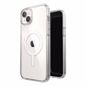 Speck Presidio Perfect-Clear + MagSafe case for iPhone 15 Plus / 14 Plus, clear