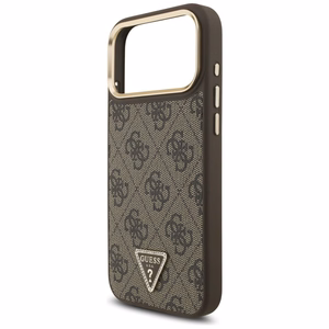 Guess чехол для iPhone 17 Pro Max совместимый с MagSafe GUHMP17XP4GTDGMW (4G PU W/ Triangle Logo) золотой коричневый