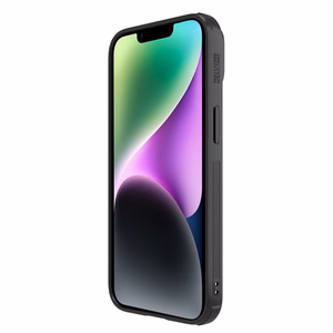 Nillkin Synthetic Fiber S dėklas iPhone 14 Plus su kameros dangteliu, juodas