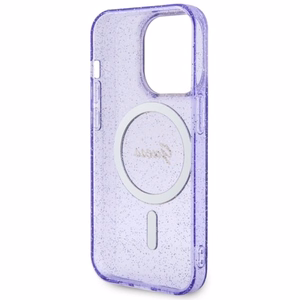 Guess GUHMP14XHCMCGU iPhone 14 Pro Max 6.7" violetinis kietas dėklas Glitter Gold Magnetinis