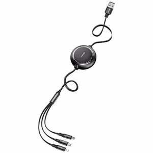 USB laidas Baseus 3in1 juodas 35cm / 120cm