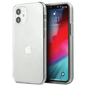 Guess GUHCP12S3D4GTR iPhone 12 mini 5.4" skaidrus kietas dėklas 4G 3D rašto kolekcija