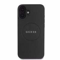 Dėklas telefonui Guess Grūdėtas auksinis žiedas MagSafe iPhone 16 Plus - juodas