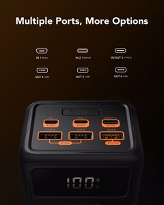 VEGER Išorinė baterija 50000 mAh PD QC3.0 5A 22,5W Tank Lite (W5001) juoda