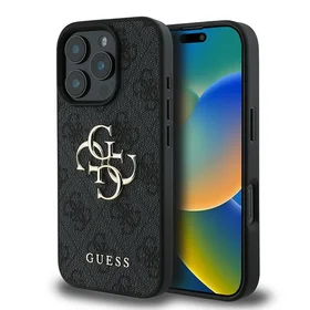 Guess 4G Didelis logotipo dėklas telefonui iPhone 16 Pro - juodas