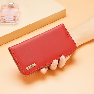 Dux Ducis Hivo odinis atverčiamas dėklas tikros odos piniginė kortelėms ir dokumentams iPhone 14 Pro ruda