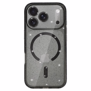 Blizgantis magnetinis dėklas telefonui Iphone 17 Pro, juodas, permatomas