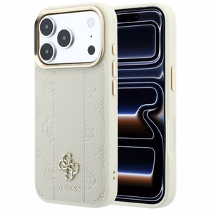 Guess Stripe Peony 4G Logo MagSafe dėklas, skirtas iPhone 18 Pro / 17 Pro – spalva: smėlio