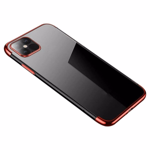 Skaidrus spalvotas dėklas Gel TPU su elektroplokštės rėmeliu Xiaomi Mi 11 raudonas