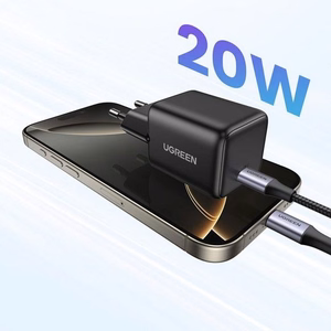 UGREEN X512 20W GaN 1× USB-C tinklo įkroviklis, juodas