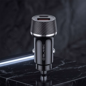Blavec BS-03B-C Carbon automobilinis įkroviklis USB + Type C QC 3.0 18W PD 30W su Type C - Type C laidu juodas