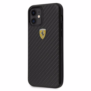 Ferrari FERCAHCP12SBK iPhone 12 mini 5.4" чёрный/чёрный жёсткий чехол On Track Real Carbon