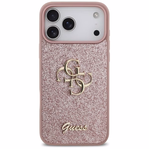 Guess Fixed Glitter Big 4G dėklas, skirtas iPhone 18 Pro Max / 17 Pro Max, rožinis