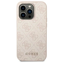 Guess 4G Metal Gold Logo dėklas telefonui iPhone 14 Pro Max - rožinis
