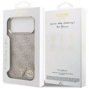 Guess 4G trikampio logotipo magnetinis dėklas telefonui iPhone 17 Pro Max - rožinis ir auksinis