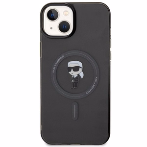 Dėklas telefonui Karl Lagerfeld IML Ikonik Magnetinis MagSafe iPhone 15 Plus - juodas (m)