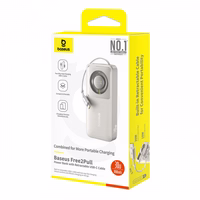 Išorinė baterija Baseus "Free2Pull" pilka 10000mAh 30W (PD) + integruotas "Type-C" laidas