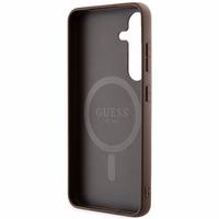 Guess 4G Collection Odinis Metalinis Logotipas Magnetinis dėklas telefonui Samsung Galaxy S24 - rudas