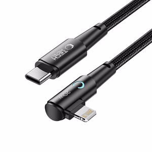 "Tech-Protect UltraBoost L" kabelis "Lightning" (kampinis) / USB-C (tiesus) PD 20W 3A 1 m - pilkas