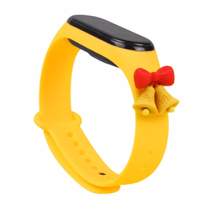 Dirželis Xmas Xiaomi Mi Band 3 / 4 Kalėdinis silikoninis dirželis apyrankė su varpeliais - geltona