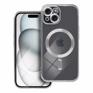 ELECTRO MAG COVER dėklas telefonui suderinamas su Magnetiniu IPHONE 15 sidabrinis
